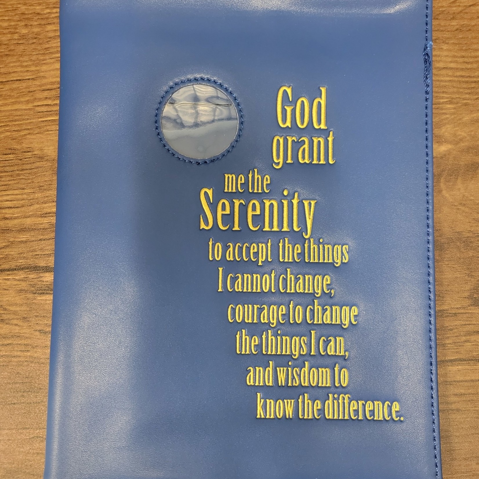 Book Cover [Blue] AA Big Book/Serenity Prayer & Medallion Holder