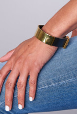 House of Hitchcock Thin Leather + Brass Cuff