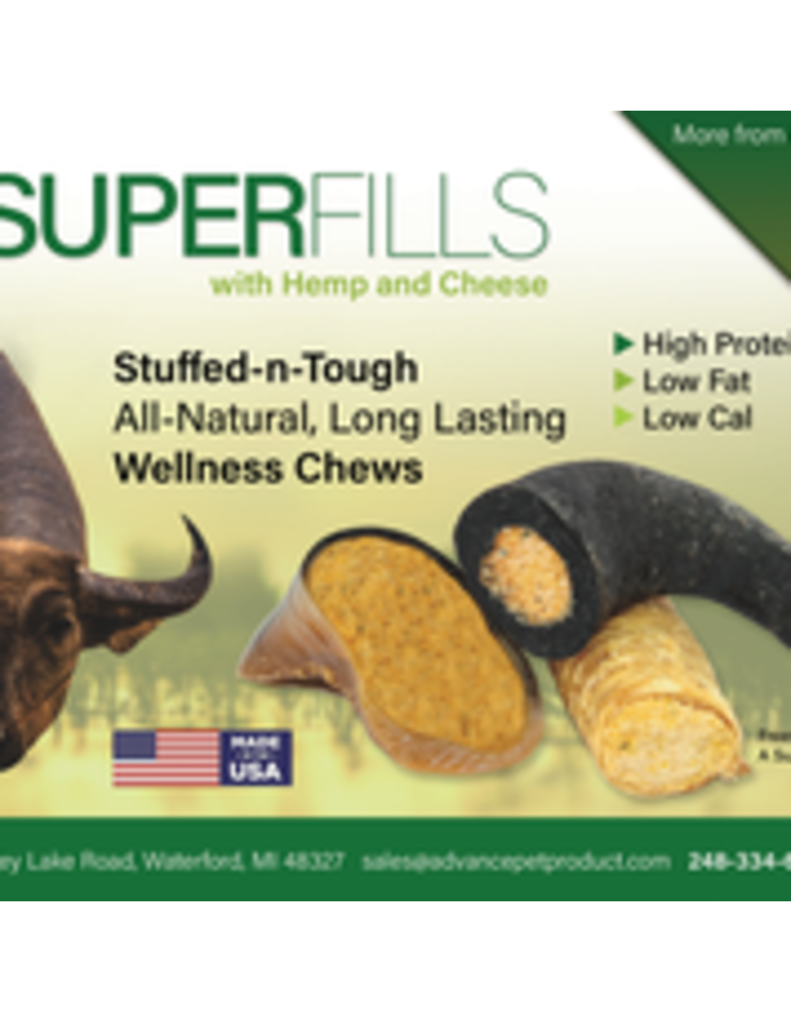 Tailfin Sports Advanced Pet Products Superfills Buffalo Horn w/ Cheese and Hemp