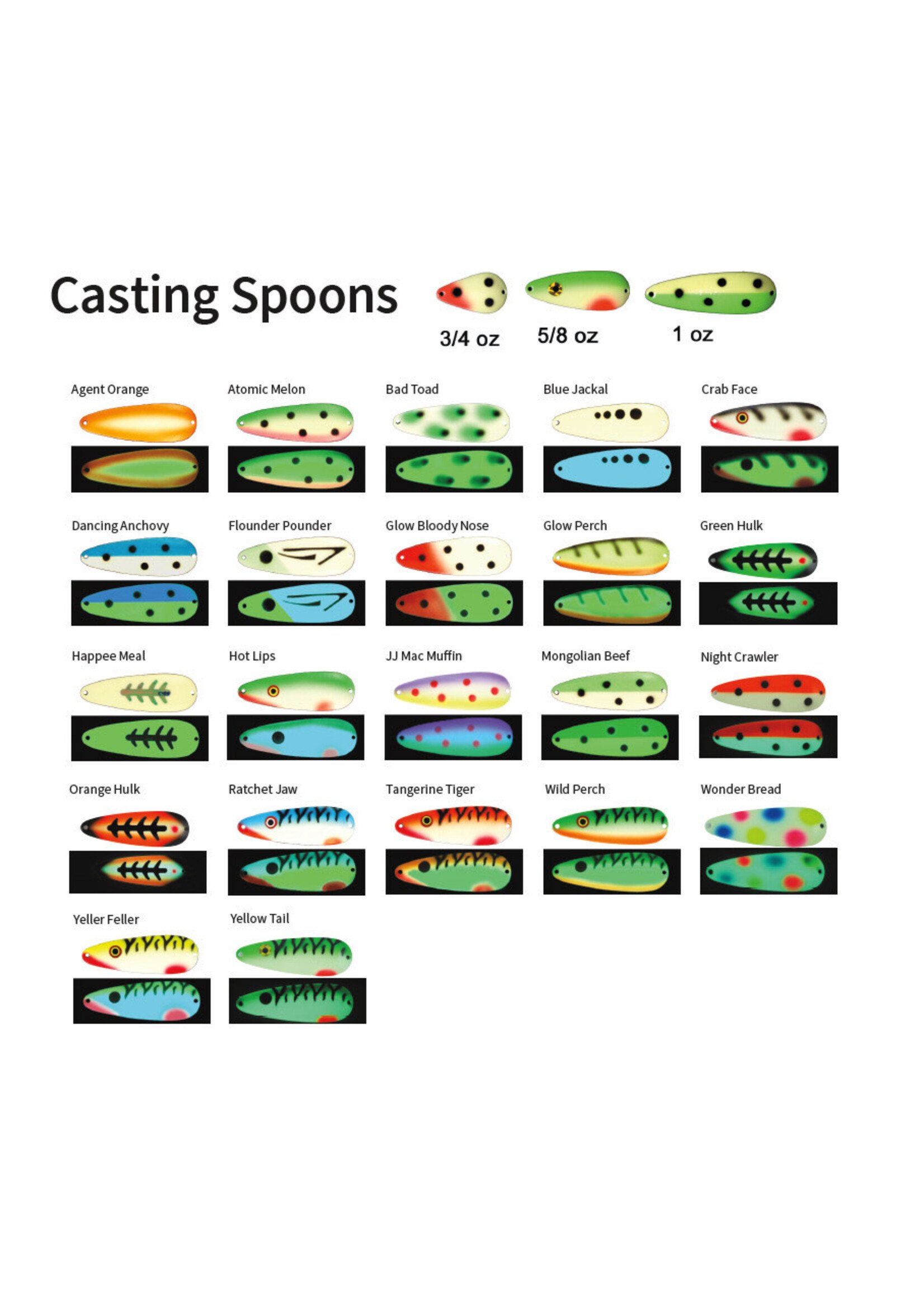 Moonshine Lures Custom Spoons RV Orange Flounder Pounder Standard