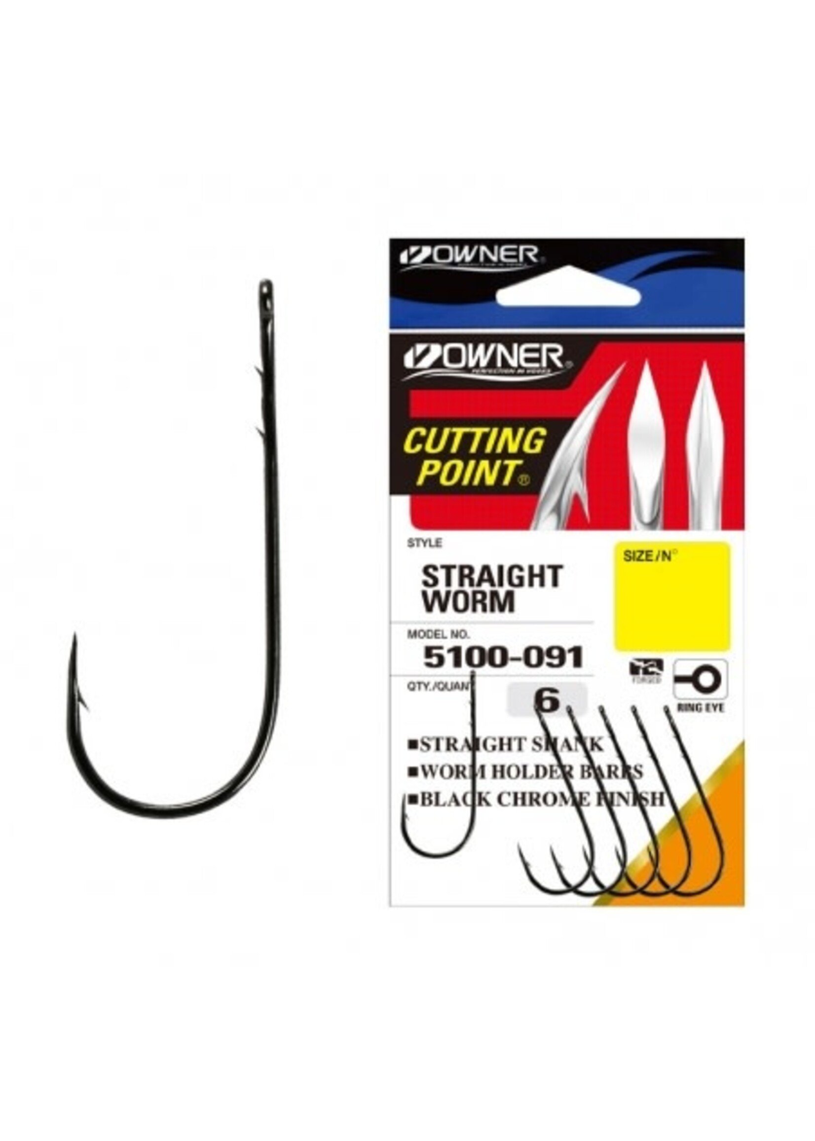 Owner Straight Shank Worm Hooks - Tackle Shack