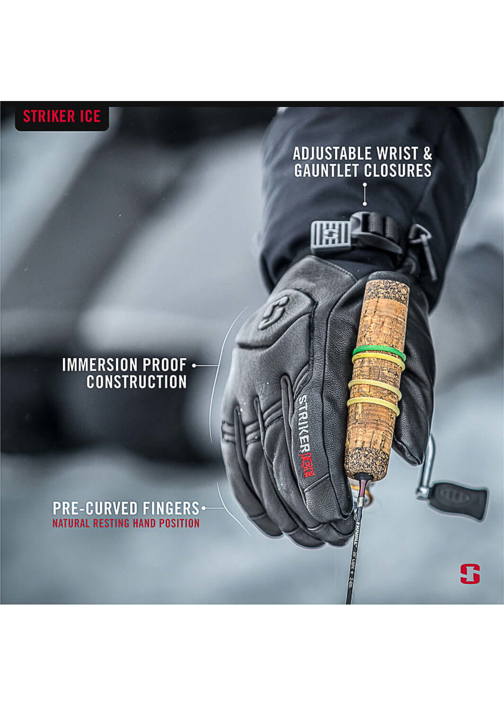Striker Unisex Combat Waterproof Breathable Insulated Ice Fishing Gloves  with Adjustable Wrist and Gauntlet Closure