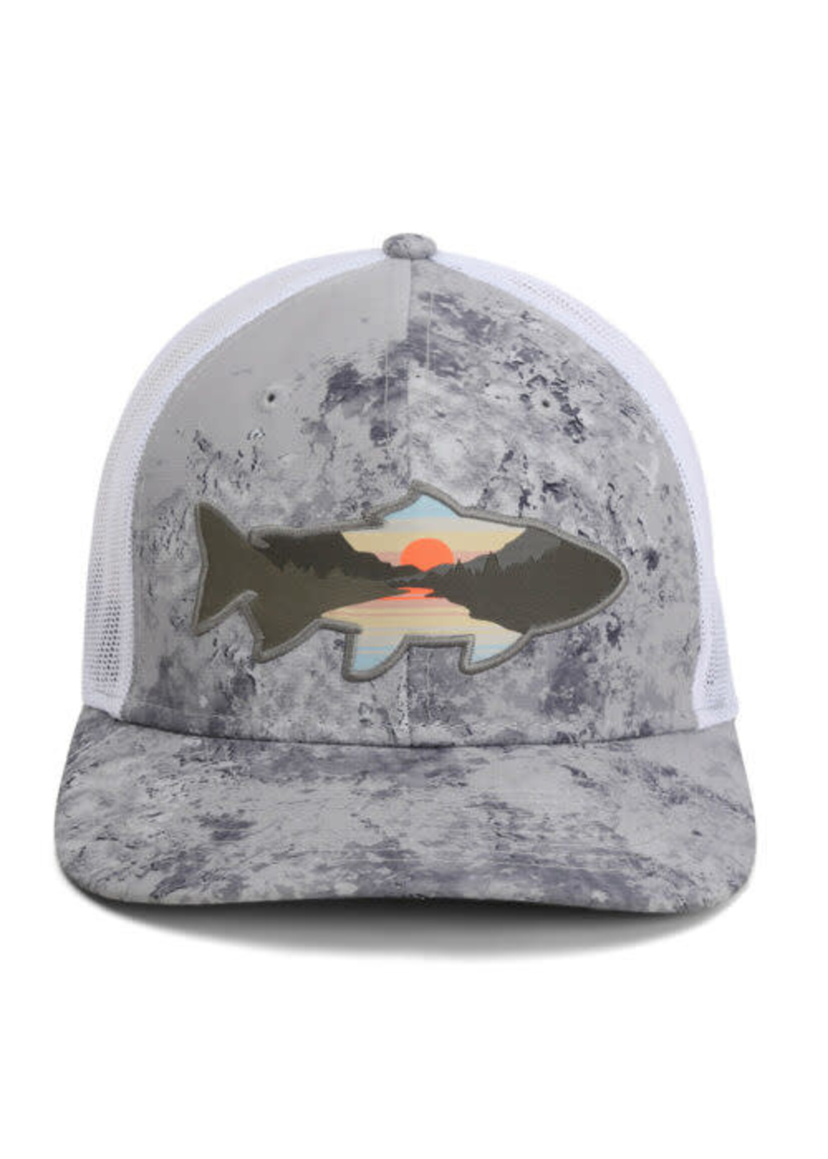 Paramount Paramount Sunset Trout Fly Fishing Mesh Back Hat Fish Mountain Silhouette
