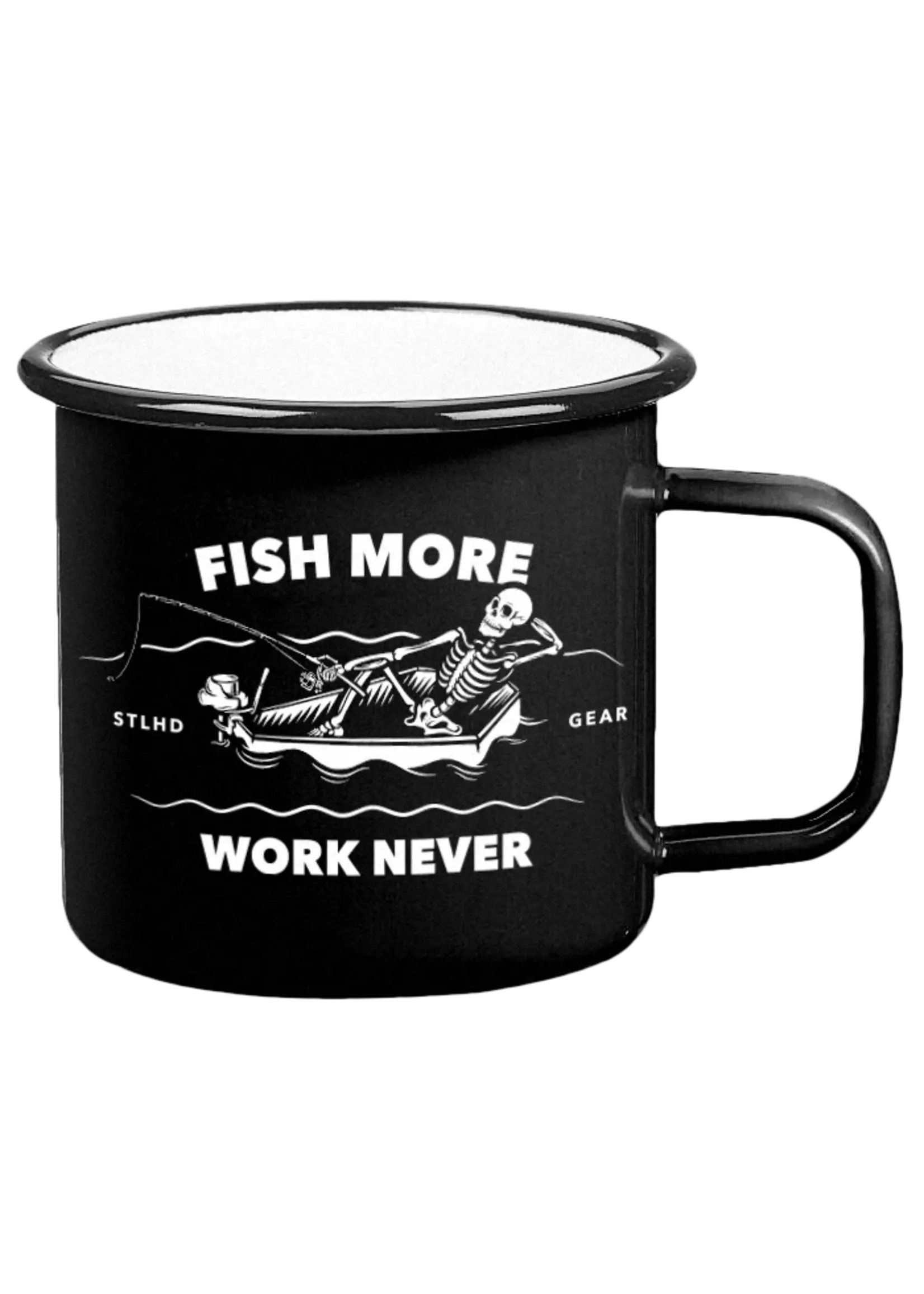 STLHD Gear STLHD Gear Fish More Work Never Enameled Mug