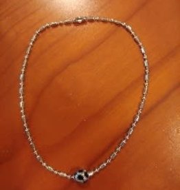 Gemsports Bead Soccer Anklet 9" Silver