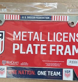USA One Nation One Team Metal License Plate Frame - Red