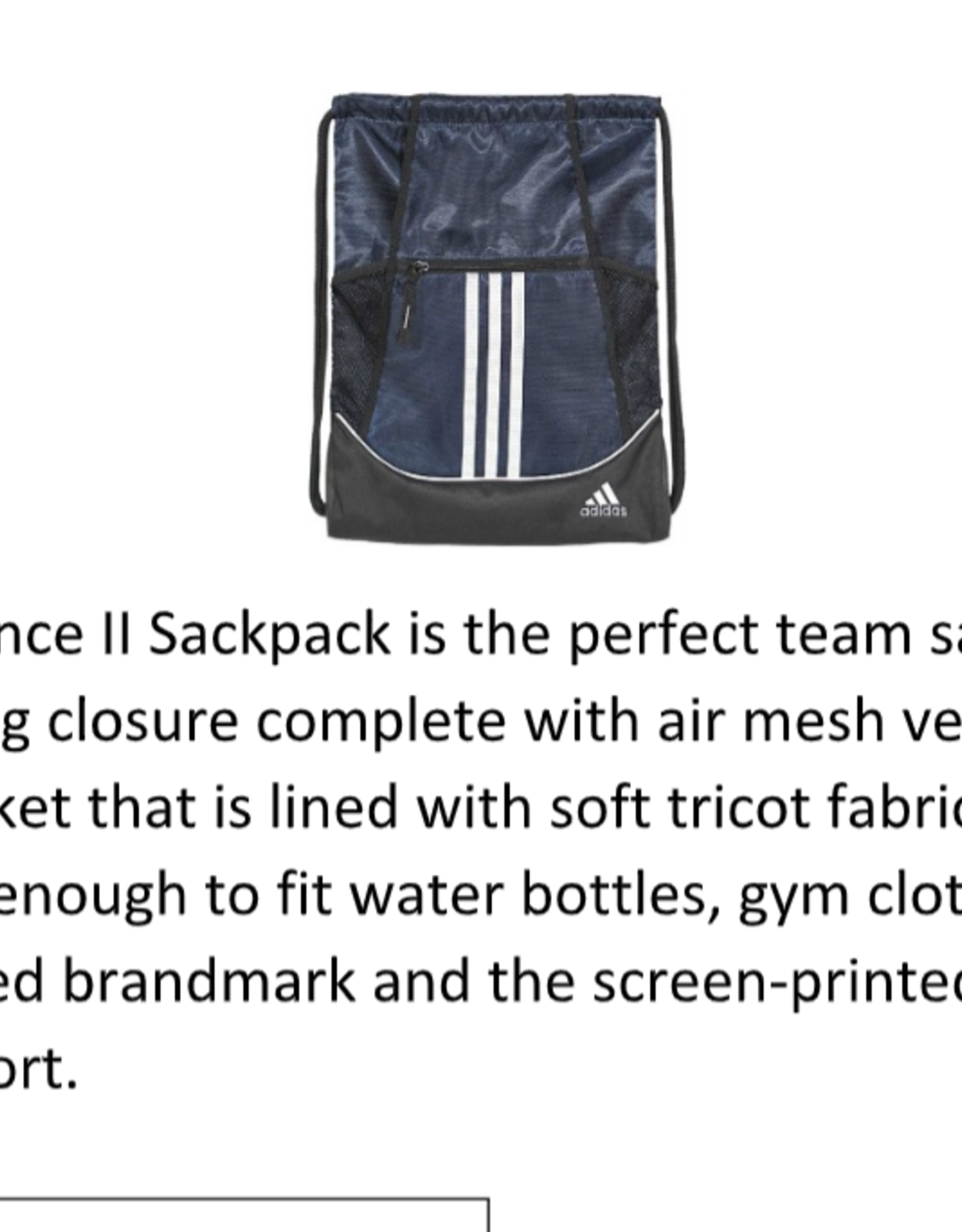 Adidas Adidas Alliance II Sackpack