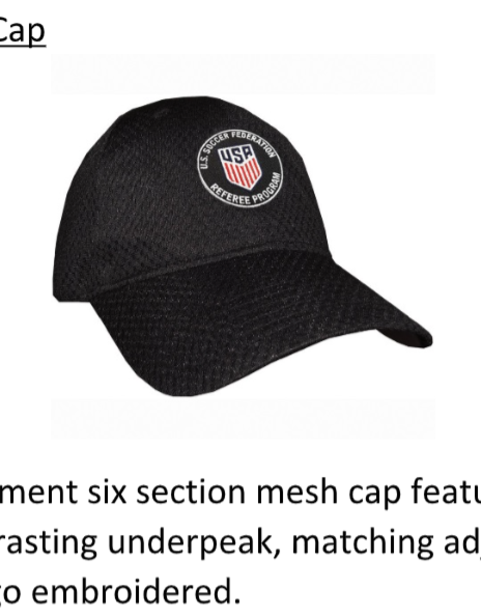 Official Sports Official Sports USSF Referee Mesh Anti-Glare Cap