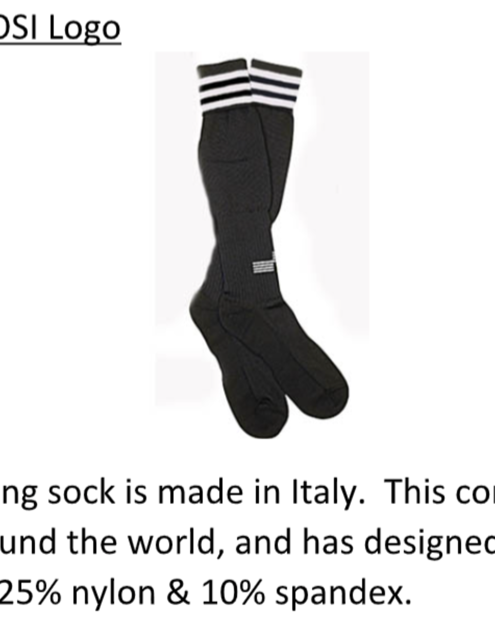 Official Sports Official Sports Italian Referee Sock with OSI Logo