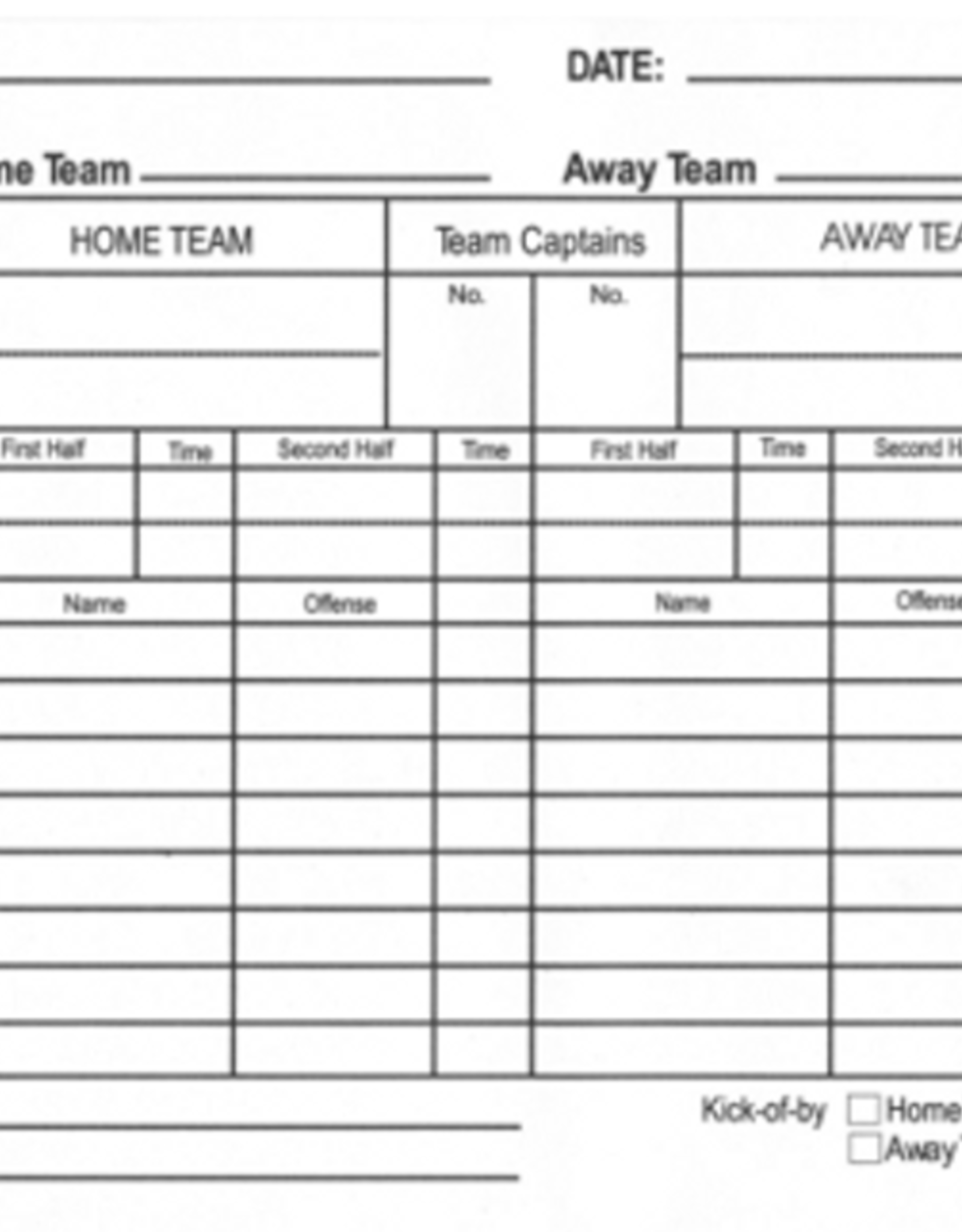 Official Sports Kwik Goal Referee Score Sheets