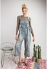 Easel Washed Denim Loose Fit Jumpsuit