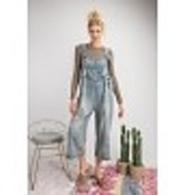 Easel Washed Denim Loose Fit Jumpsuit