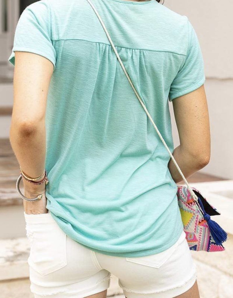 Grace and  Lace  (**new item**) Dusty Mint Slub Henley Tee