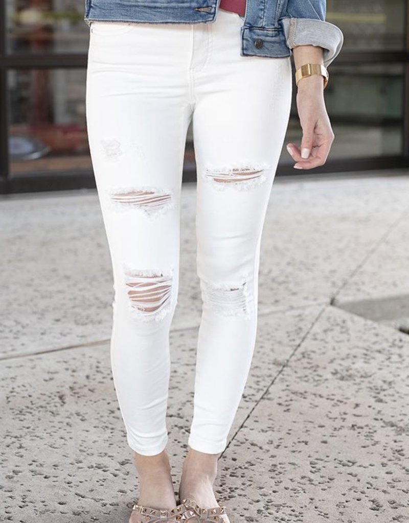 White Distressed Jeggings -