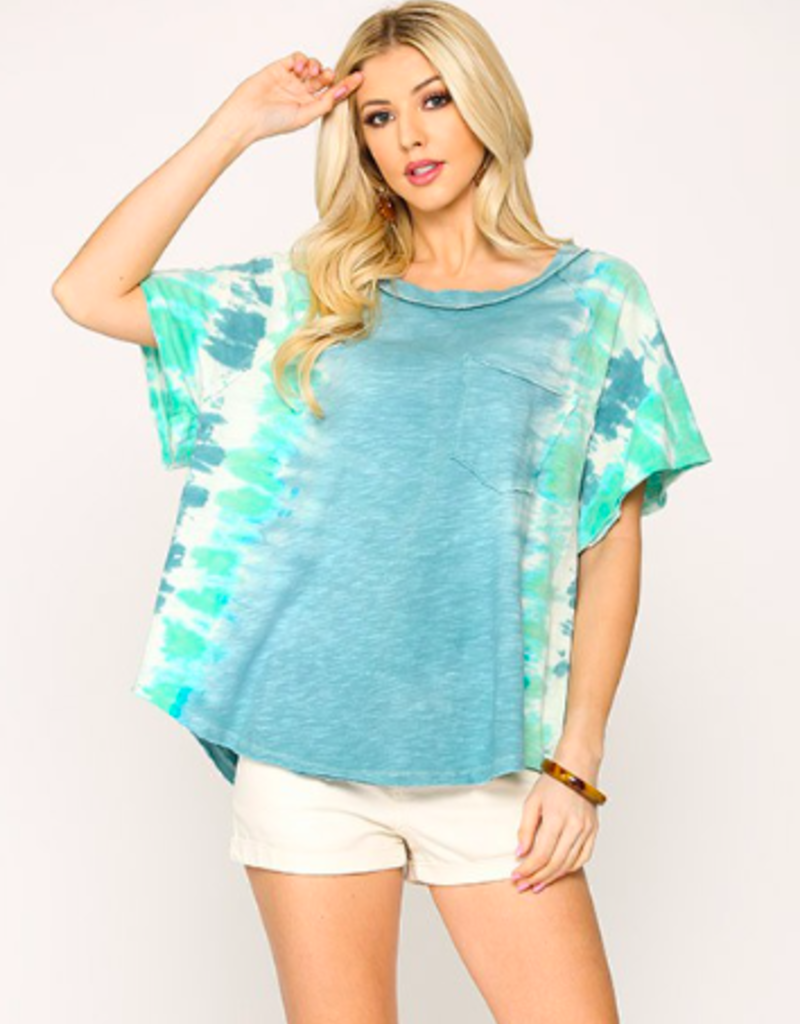 GIGIO Tie Dye Knit Short Sleeve Top
