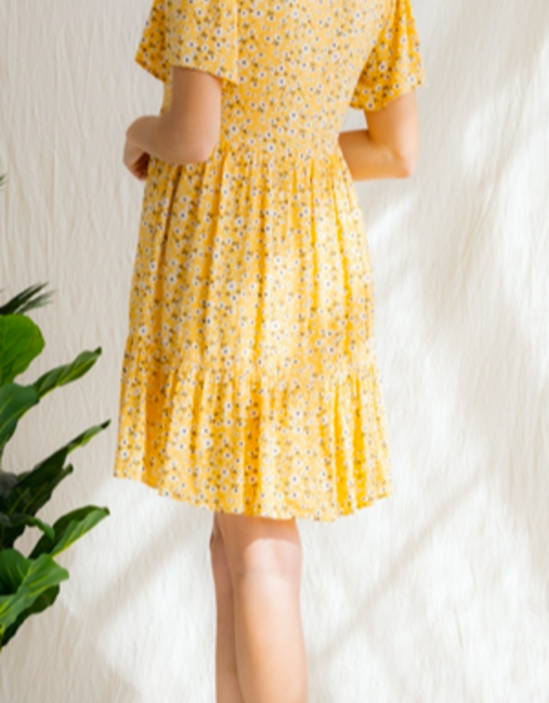 J.NNA FLORAL PRINTED V NECK BUTTON DOWN  DRESS