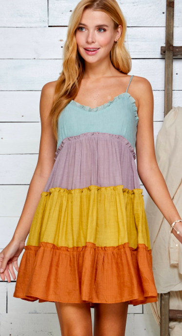 Multi colored tiered dress Clearance