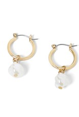 Whispers Whispers Small Gold Hoop with Pearl Dangle