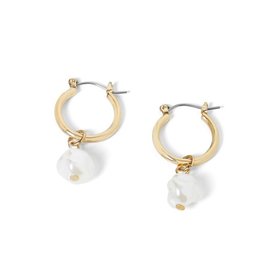 Whispers Whispers Small Gold Hoop with Pearl Dangle