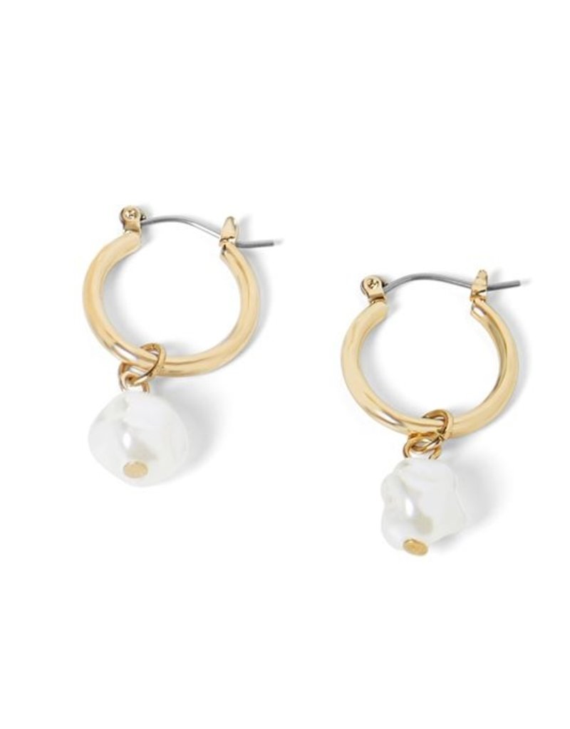 Whispers Whispers Small Gold Hoop with Pearl Dangle