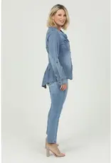 Embroidered Back Acid Wash Denim Top