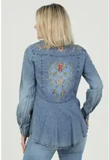 Embroidered Back Acid Wash Denim Top