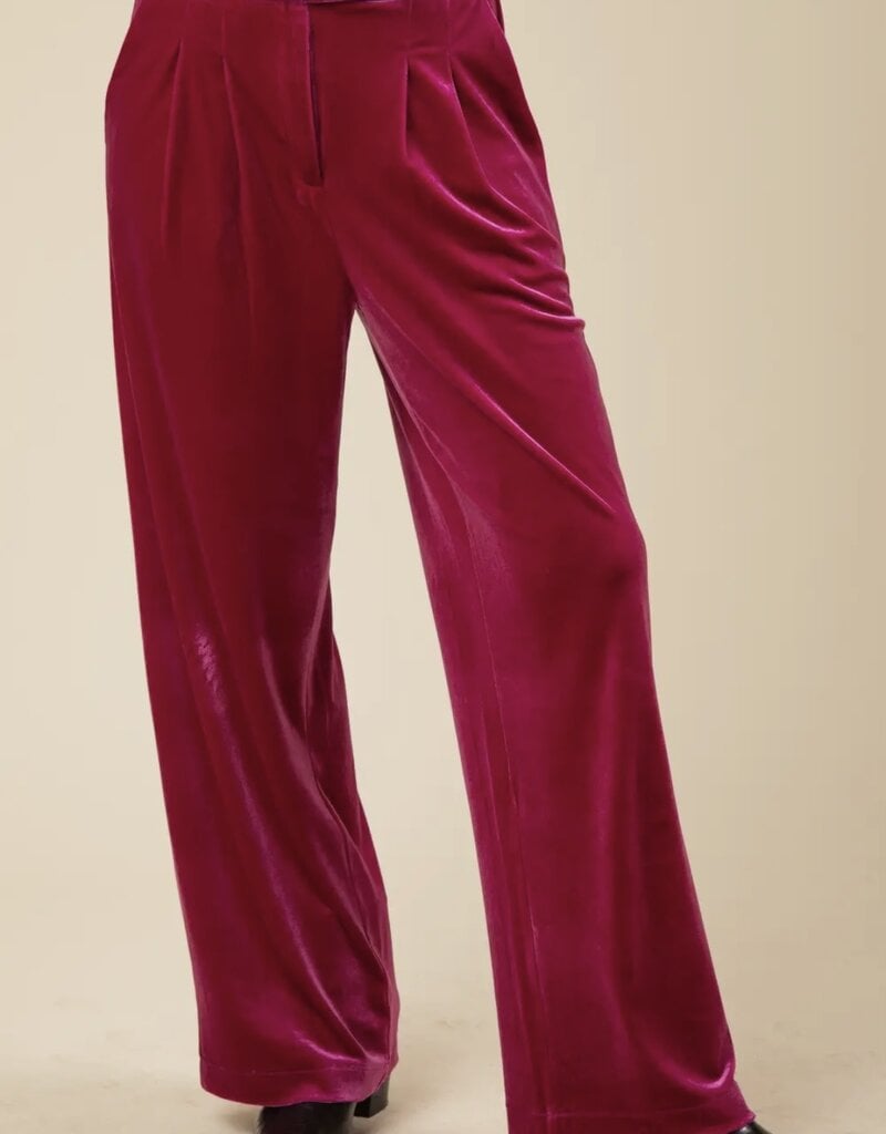 Lili Lu High Waist Velvet Holiday Party Straight Pants