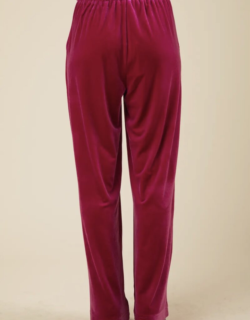 Lili Lu High Waist Velvet Holiday Party Straight Pants