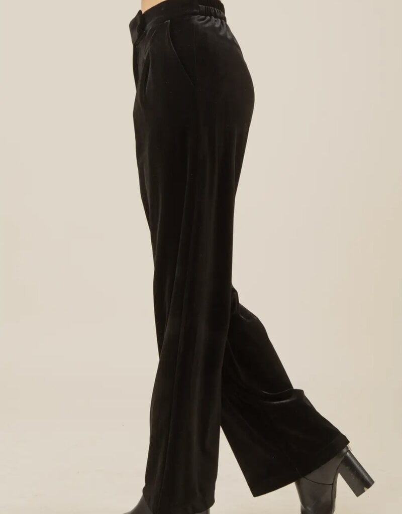 Lili Lu High Waist Velvet Holiday Party Straight Pants