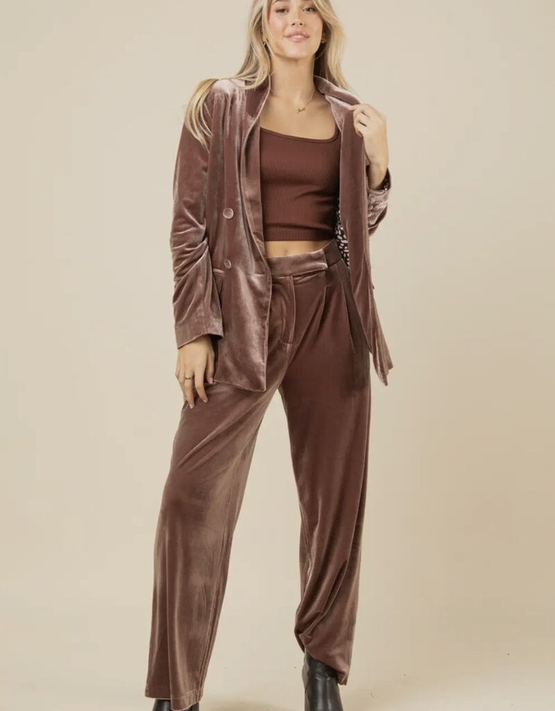 Lili Lu High Waist Velvet Holiday Party Straight Pants