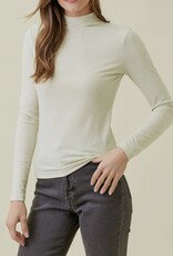 Lili Lu Shiny Ribbed Mock Neck Top
