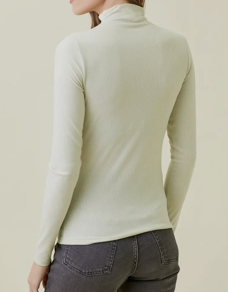 Lili Lu Shiny Ribbed Mock Neck Top