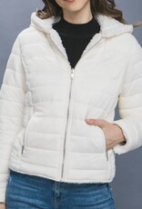 Faux Sherpa Fleece Puffer Reversible Hooded Jacket