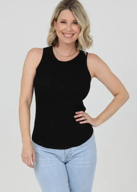 Lili Lu ASIS RIB KNIT ROUNDED HEM TANK TOP