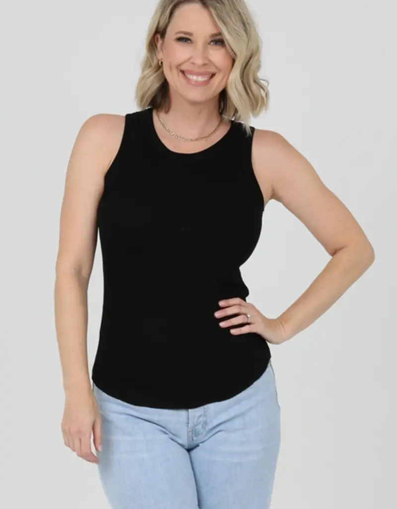Lili Lu ASIS RIB KNIT ROUNDED HEM TANK TOP
