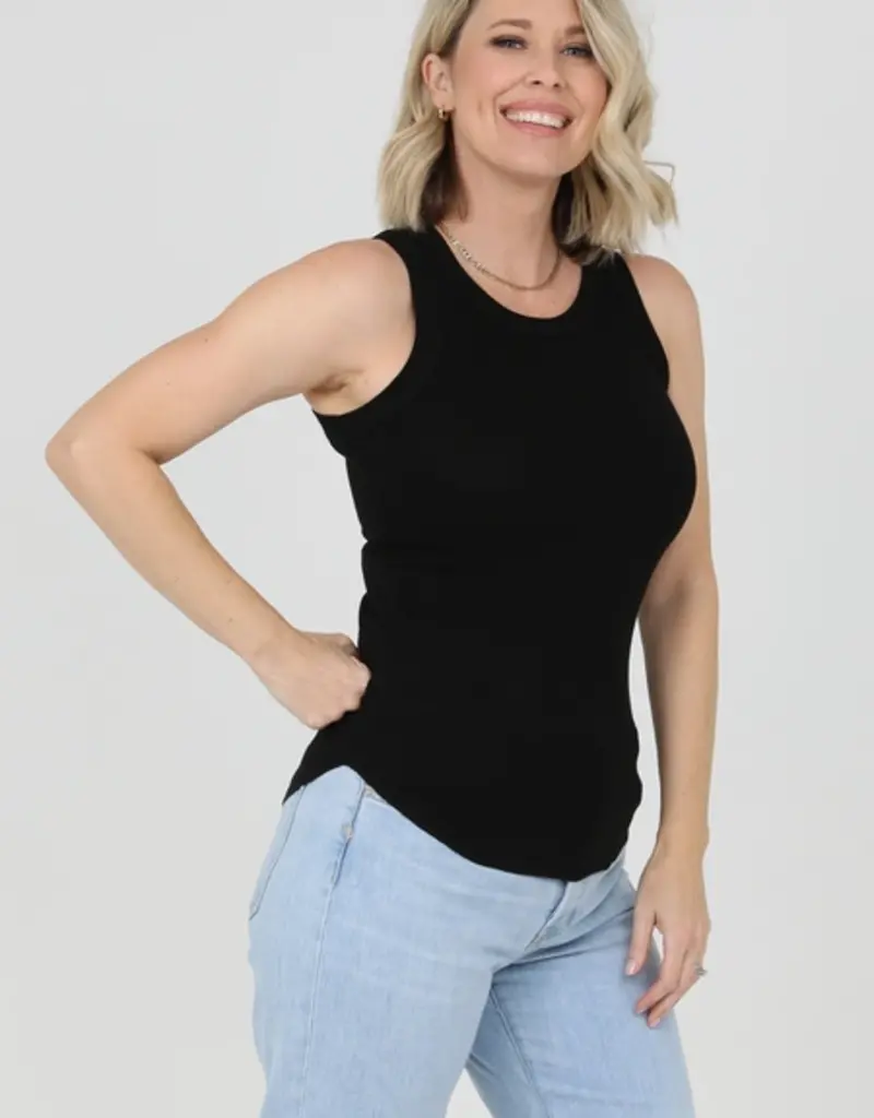 Lili Lu ASIS RIB KNIT ROUNDED HEM TANK TOP