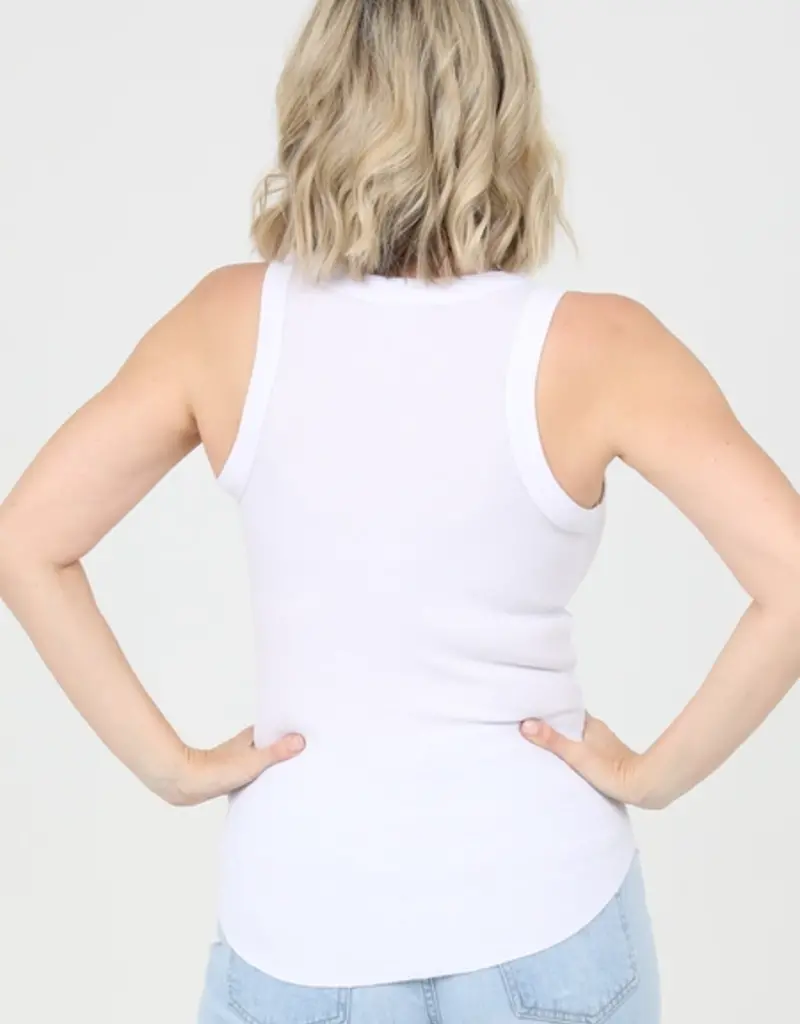 Lili Lu ASIS RIB KNIT ROUNDED HEM TANK TOP