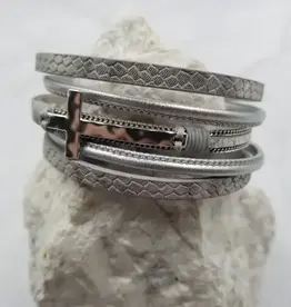 Lili Lu Cross Layered Magnetic Bracelet - Silver