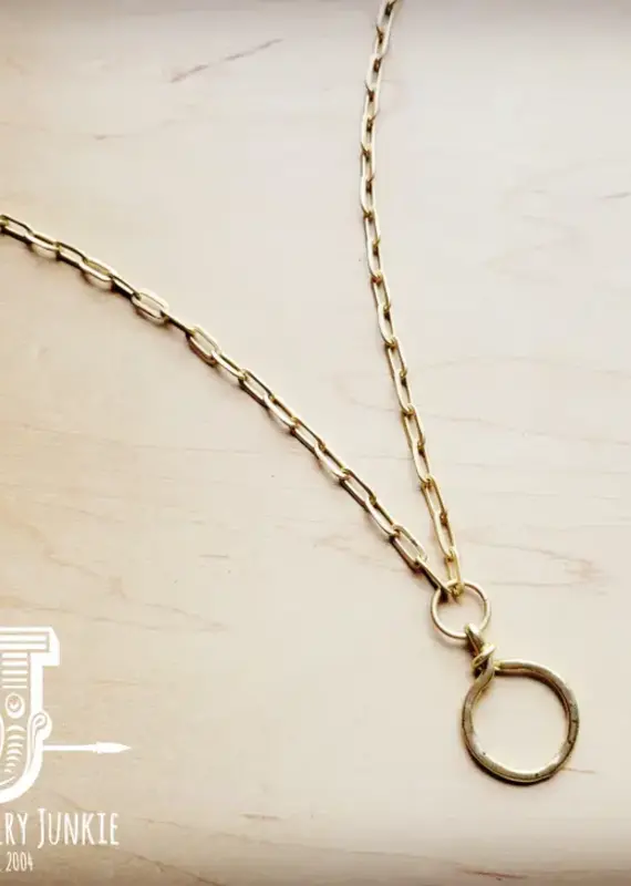 Lili Lu Matte Gold Necklace w/ Matte Gold Circle Pendant