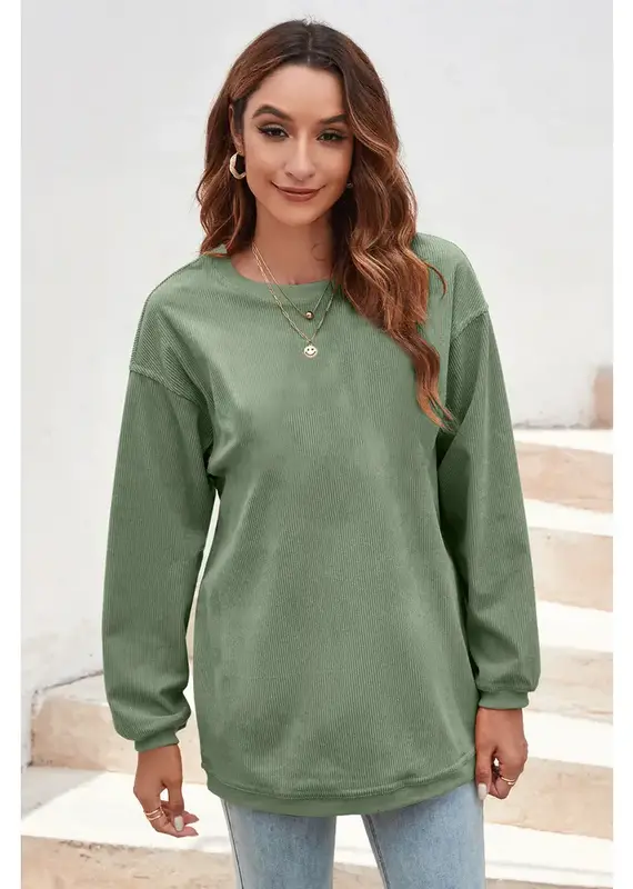 Lili Lu Ribbed Corded Oversized Sweatshirt