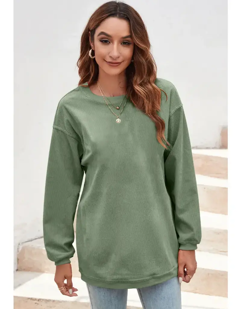 Lili Lu Ribbed Corded Oversized Sweatshirt