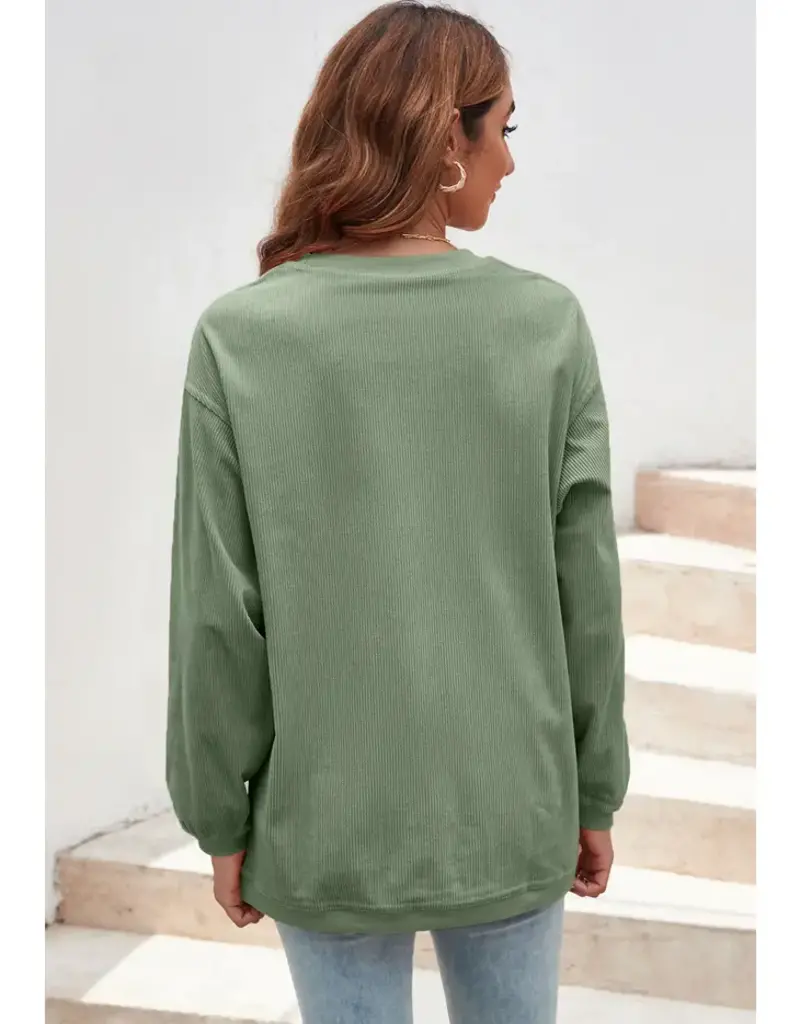 Lili Lu Ribbed Corded Oversized Sweatshirt