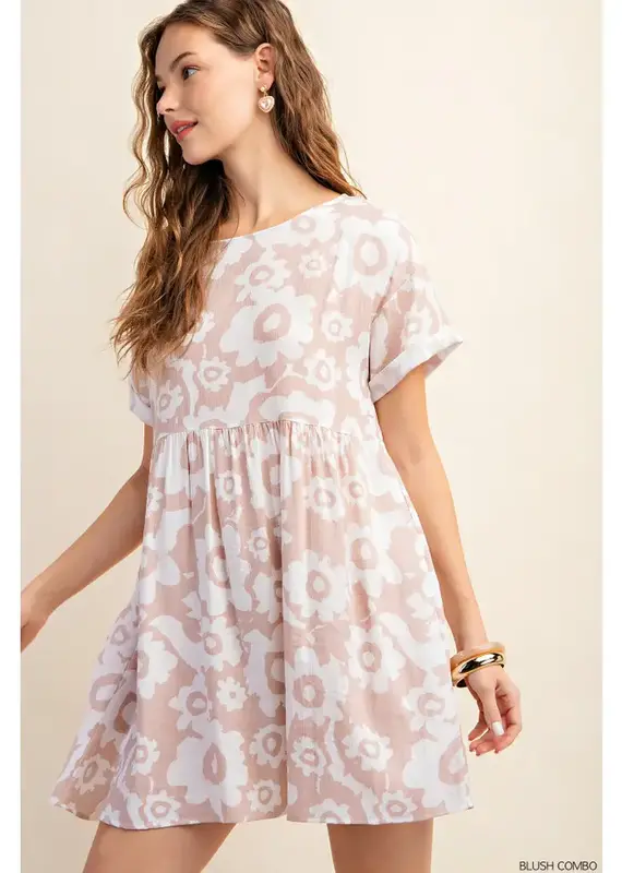 Lili Lu BLUSH BABYDOLL FLORAL MINI DRESS