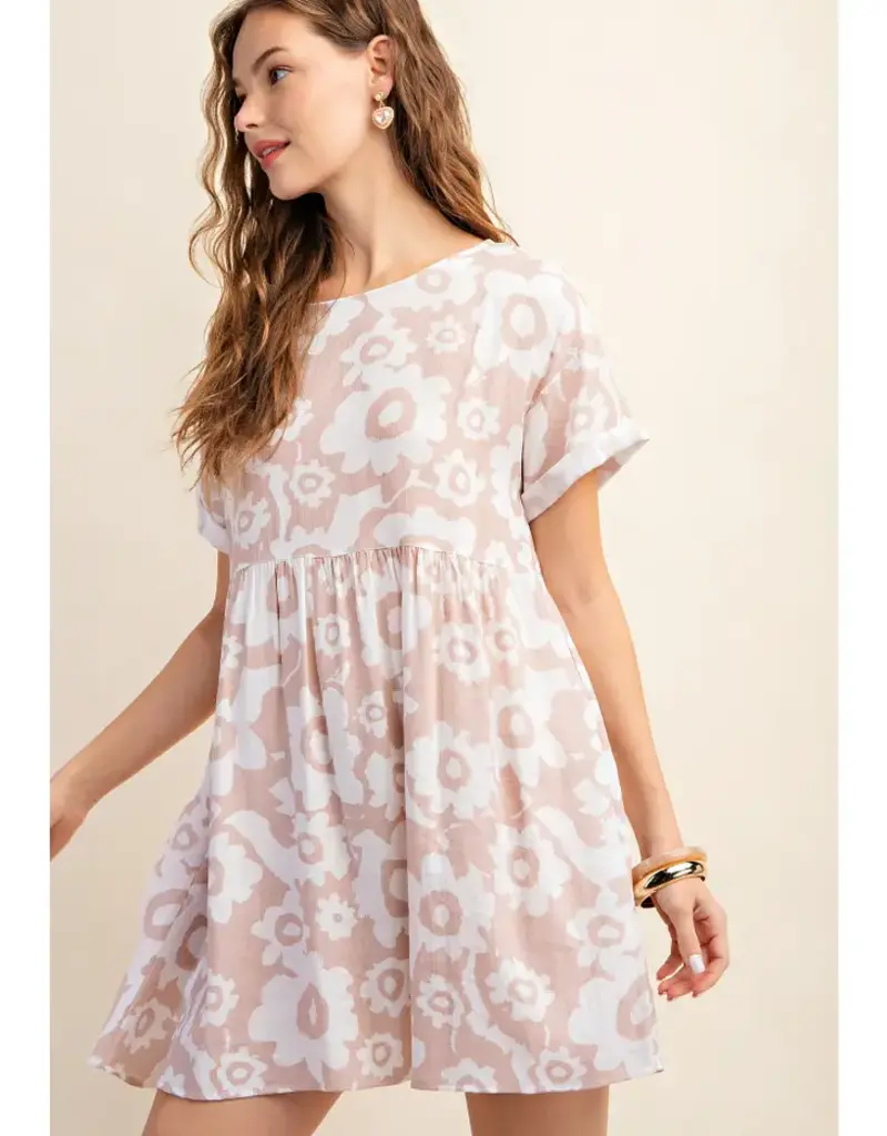 Lili Lu BLUSH BABYDOLL FLORAL MINI DRESS