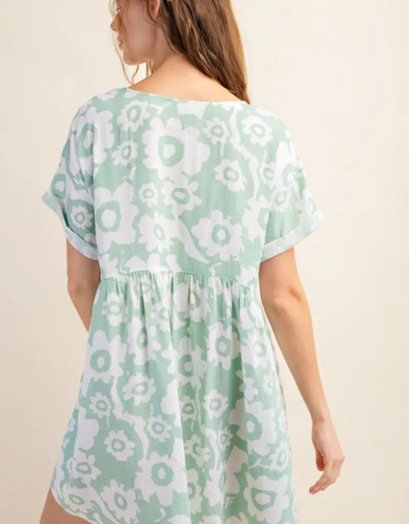 Lili Lu BLUSH BABYDOLL FLORAL MINI DRESS