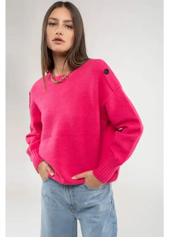 Blu Pepper Button Tab Pullover Sweater