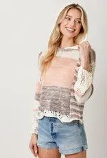 Mystree Crochet  Mixed Hoodie Sweater