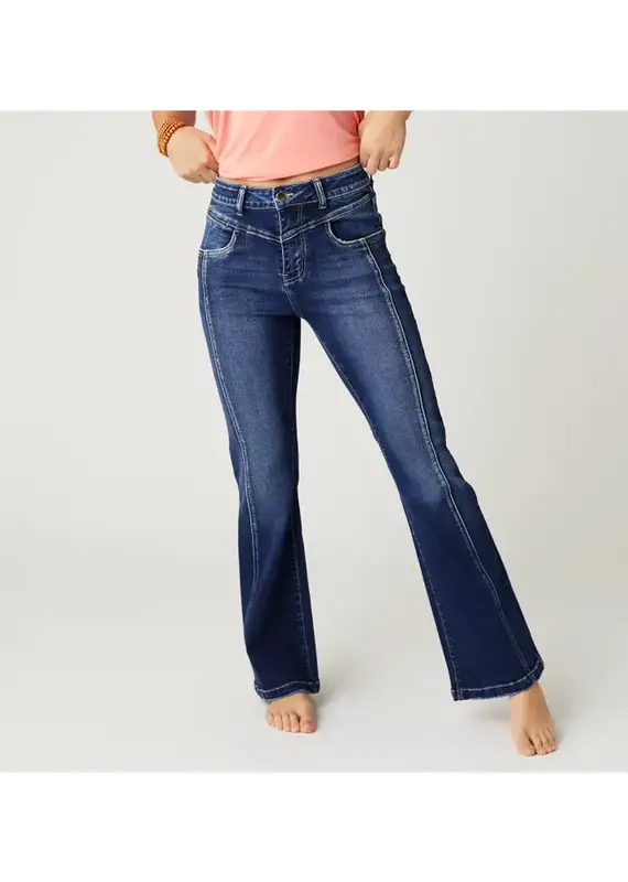 Coco + Carmen Everstretch Flare Jeans with Front Vertical Seaming