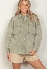 Lili Lu Washed Oversized Casual Denim Shacket Jacket