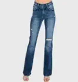 Lili Lu DISTRESSED HIGH RISE STRETCH CLASSIC BOOTCUT JEANS